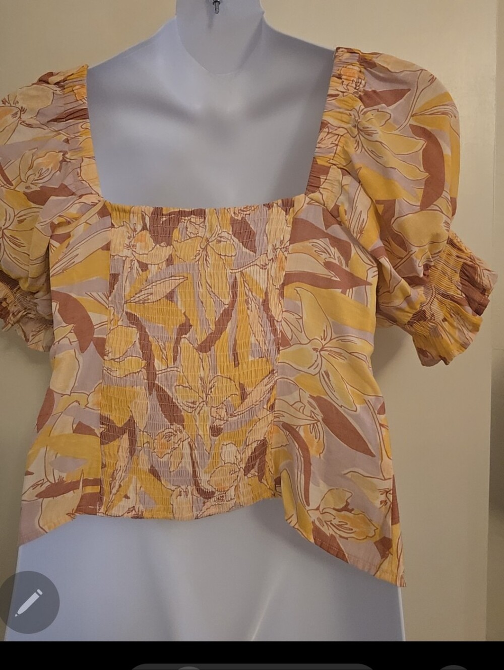 Nine West Floral Puff Sleeve Sweetheart Blouse XL NWOT Boho Romantic - Picture 5 of 7